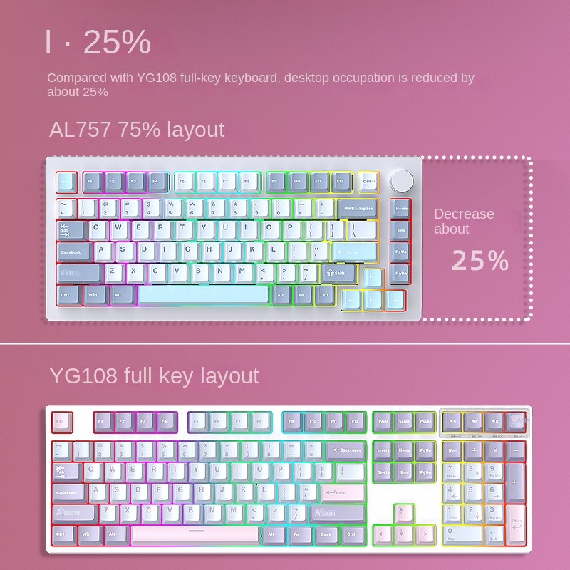 HJSDZHI AL75V2 Mechanical Keyb - Mechanical Keyboard Barebone Aluminum Gasket 75 评论和价格