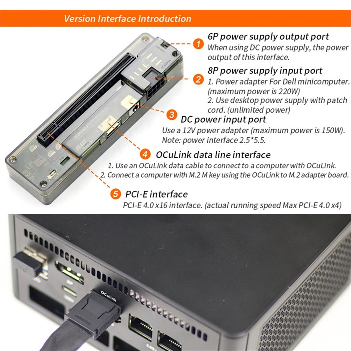 Promotion  OCuLink GPU Dock wi - External Gpu Dock Pcie 4.0 Oculink 评论和价格